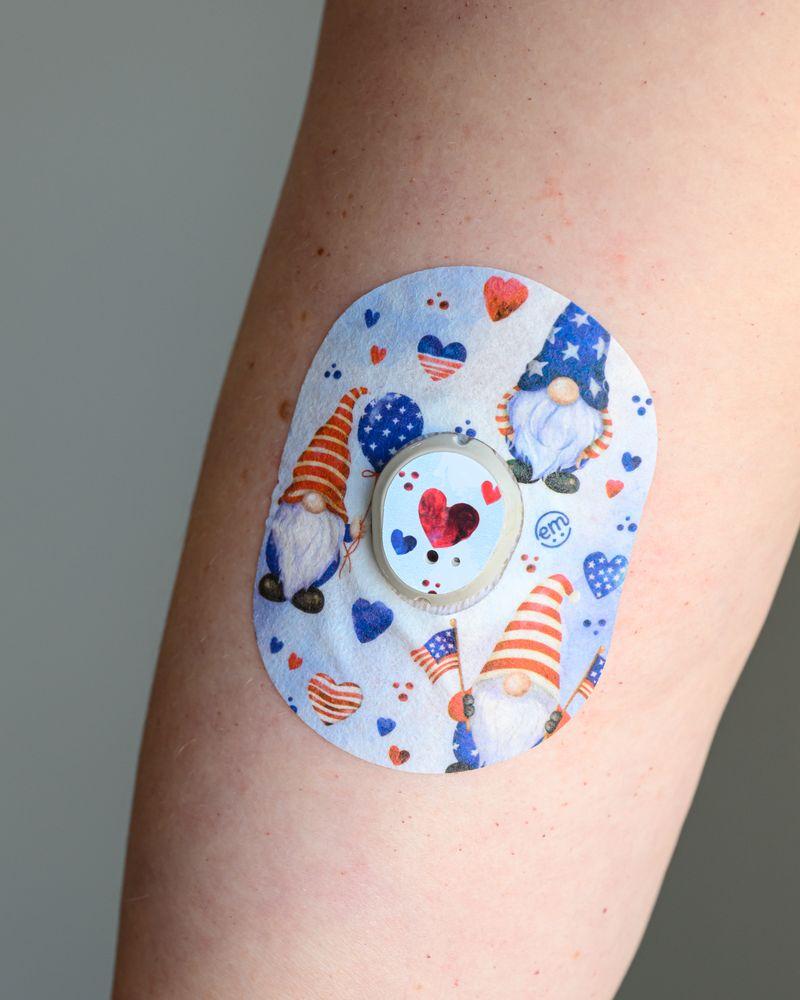 ExpressionMed Summer Gnomies Dexcom G7 Transmitter Sticker, Single Tape and Sticker, Arm Wearing Gnome Themed CGM Adhesive Patch Design