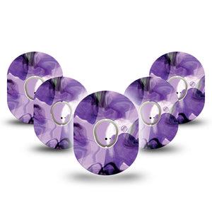 ExpressionMed Purple Storm Dexcom G7 Tape, Dexcom Stelo Glucose Biosensor System, 5-Pack Tape and 5-Pack Sticker lace like textured purple Overlay Tape Continuous Glucose Monitor Design