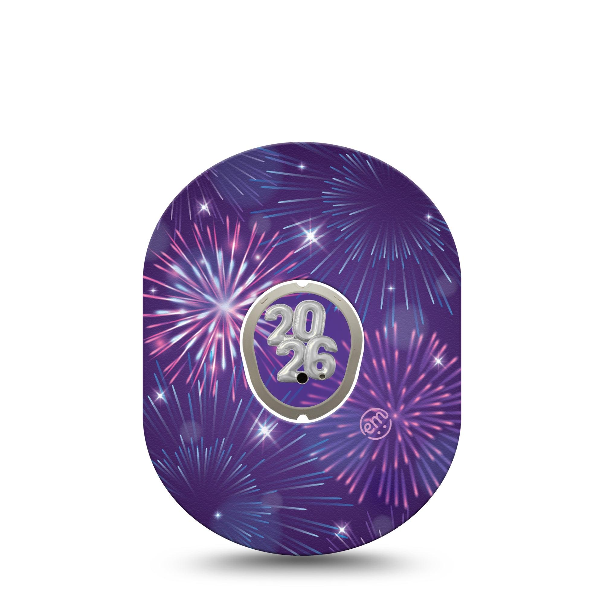 ExpressionMed New Years Celebration Dexcom G7 Tape, Dexcom Stelo Glucose Biosensor System, Single Tape and Single Sticker New Year's Eve, Overlay Tape CGM Design