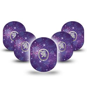 ExpressionMed New Years Celebration Dexcom G7 Tape, Dexcom Stelo Glucose Biosensor System, Single Tape and Single Sticker New Year's Eve, Overlay Tape CGM Design