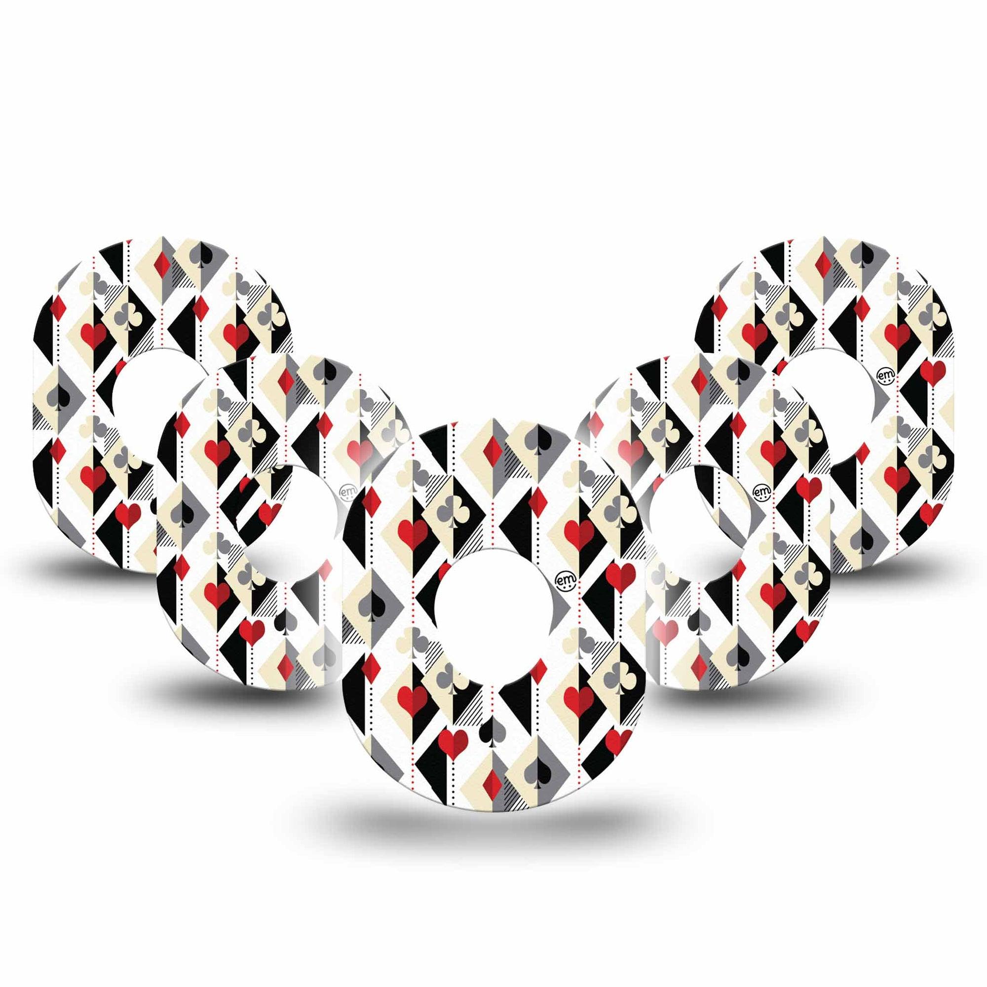 ExpressionMed Playing Cards Dexcom G7 Tape, Dexcom Stelo Glucose Biosensor System, 5-Pack Tape Argyle Inspired Card Deck, Overlay Tape CGM Design