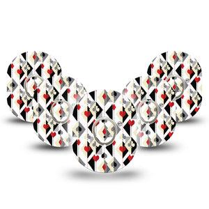 ExpressionMed Playing Cards Dexcom G7 Tape, Dexcom Stelo Glucose Biosensor System, 5-Pack Tape and 5-Pack Sticker Card Game Inspired Pattern, Overlay Tape CGM Design