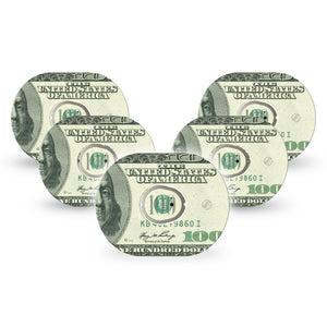 ExpressionMed Feeling $100 Dexcom G7 Tape, Dexcom Stelo Glucose Biosensor System, 5-Pack Tape and 5-Pack Sticker Popping Fourth Of July Stars, Overlay Tape CGM Design