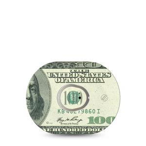 ExpressionMed Feeling $100 Dexcom G7 Tape, Dexcom Stelo Glucose Biosensor System, Single Tape and Single Sticker Green Money Print, Overlay Tape CGM Design