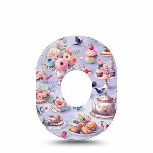 ExpressionMed Floral Tea Party Dexcom G7 Tape, Dexcom Stelo Glucose Biosensor System, Single Tape Tea Party Table Inspired, Overlay Tape CGM Design
