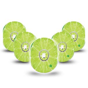 ExpressionMed Lime Dexcom G7 and Stelo Tape 5-Pack Tape and 5-Pack Sticker Sliced Lime Themed, Plaster Continuous Glucose Monitor Design