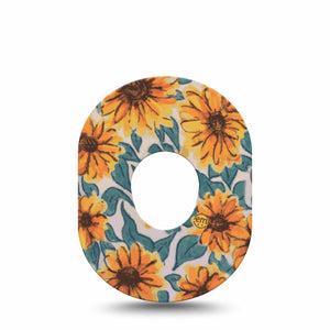 Sunflower Dexcom G7 Tape, Single, Sunflower Art Inspired, CGM Overlay Patch Design, Dexcom Stelo Glucose Biosensor System