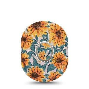 Sunflower Dexcom G7 Tape, Single Tape and Sticker, Sunflower Art Inspired, CGM Overlay Patch Design, Dexcom Stelo Glucose Biosensor System