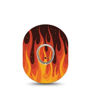 ExpressionMed Roarin' Flame Dexcom G7 and Stelo Tape Single Tape and Single Sticker Blazing Hot Themed, Plaster Continuous Glucose Monitor Design