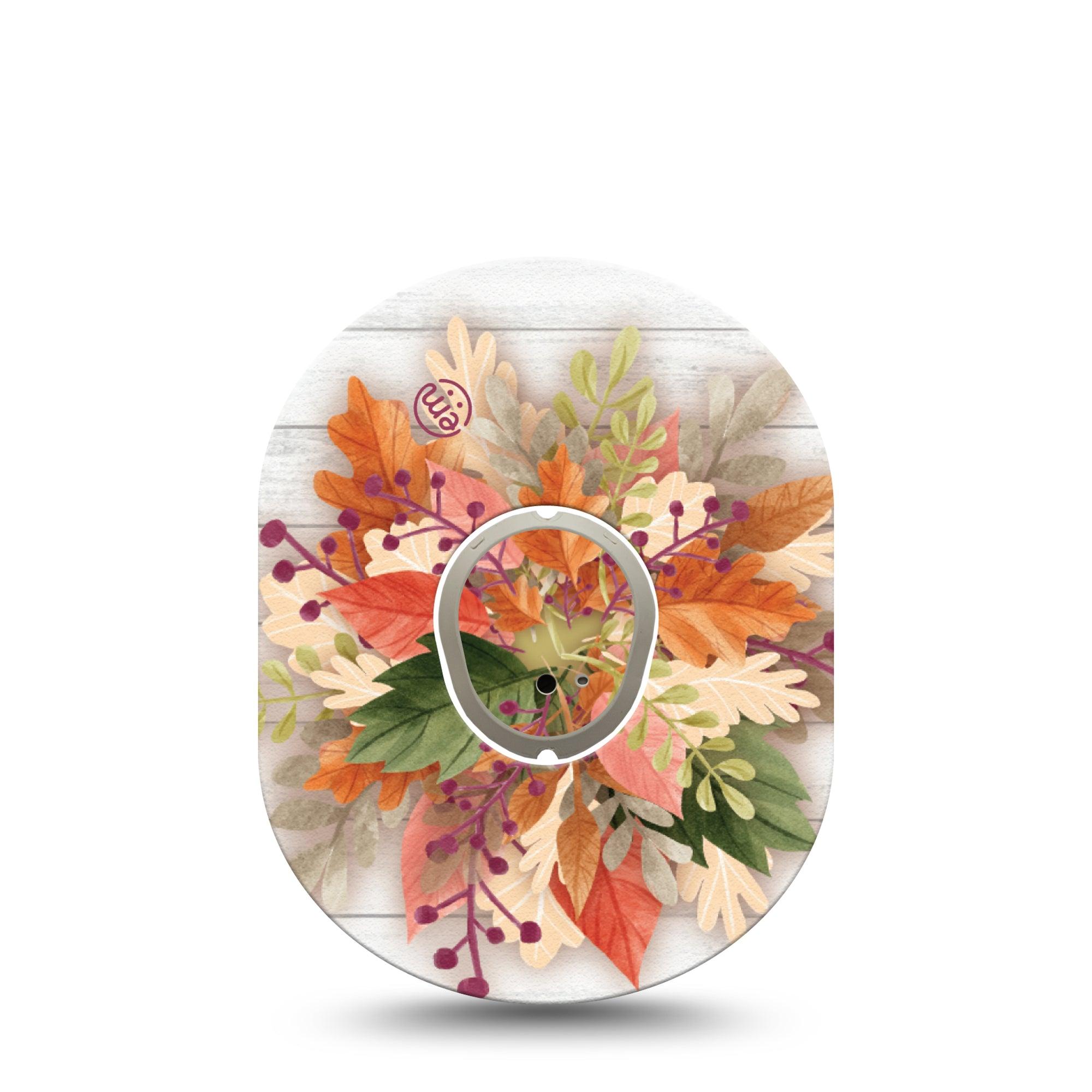 ExpressionMed Autumn Leaves Dexcom G7 and Stelo Tape Single Tape and Single Sticker Pile of Autmn Leaves, Plaster Continuous Glucose Monitor Design
