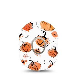 ExpressionMed Pumpkins Dexcom G7 and Stelo Tape Single Tape and Single Sticker Colored Pumpkins Themed, Plaster Continuous Glucose Monitor Design
