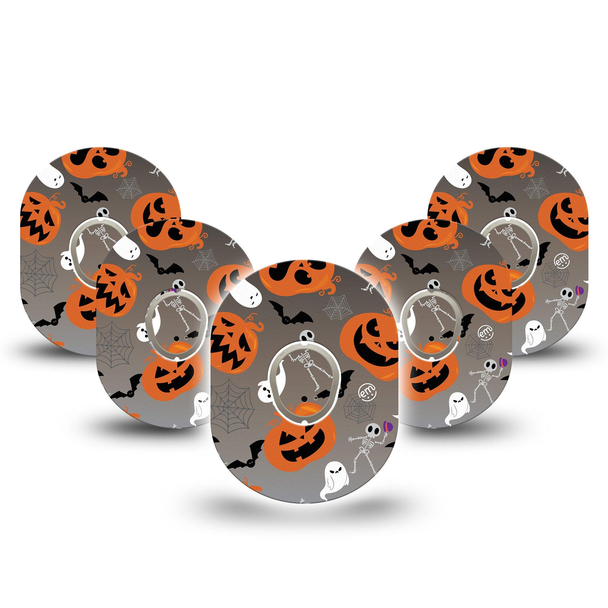 ExpressionMed Halloweeny Dexcom G7 and Stelo Tape 5-Pack Tape and 5-Pack Sticker Spooky Season Themed, Plaster Continuous Glucose Monitor Design