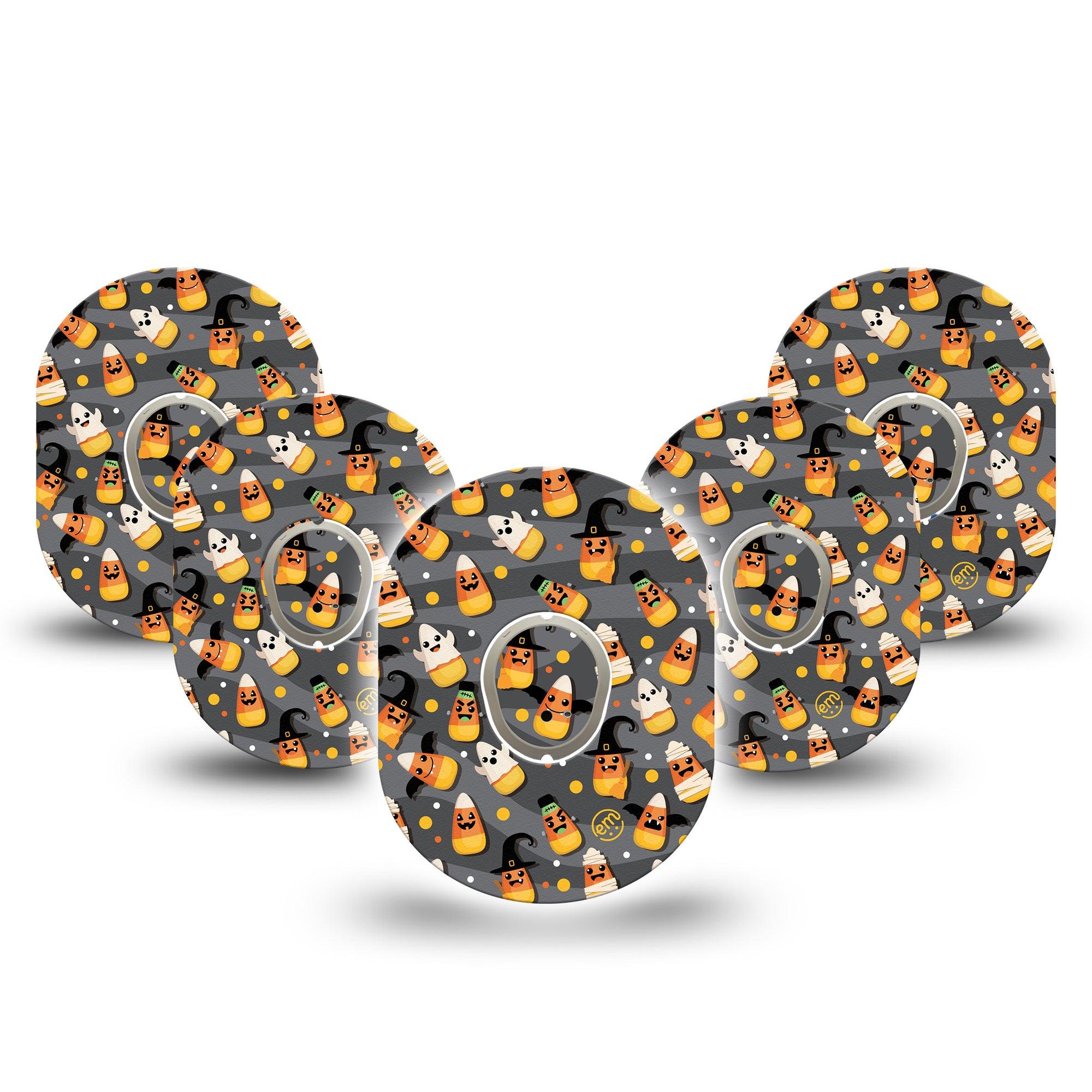ExpressionMed Halloween Dreams Dexcom G7 and Stelo Tape 5-Pack Tape and 5-Pack Sticker Spooky Maize Kernel, Plaster Continuous Glucose Monitor Design