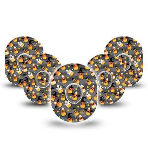 ExpressionMed Halloween Dreams Dexcom G7 and Stelo Tape 5-Pack Tape and 5-Pack Sticker Spooky Maize Kernel, Plaster Continuous Glucose Monitor Design