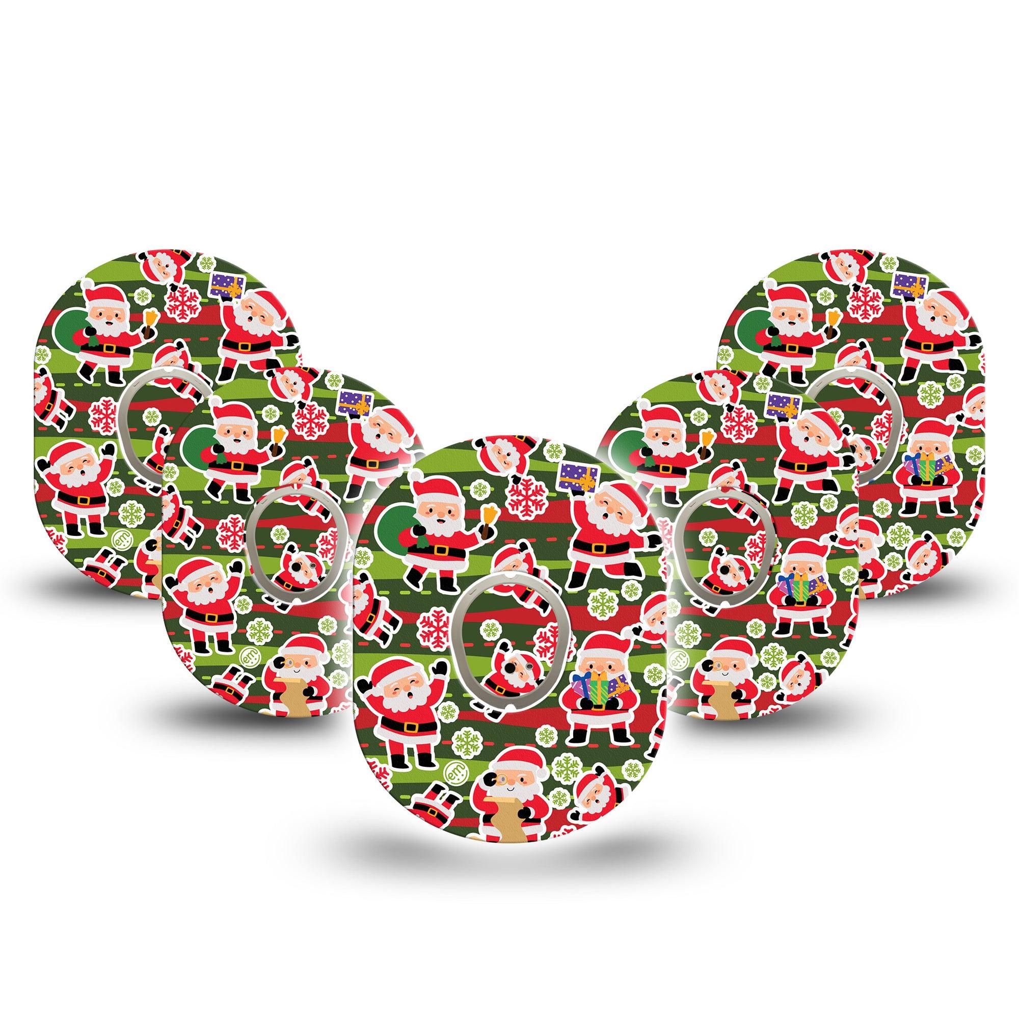 ExpressionMed Santa Sticker Bomb Dexcom G7 and Stelo Tape 5-Pack Tape and 5-Pack Sticker Holiday Themed, Plaster Continuous Glucose Monitor Design