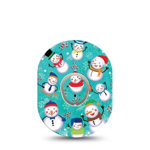 ExpressionMed Snowman Celebration Dexcom G7 and Stelo Tape Single Tape and Single Sticker Winter Snowmen Themed, Plaster Continuous Glucose Monitor Design