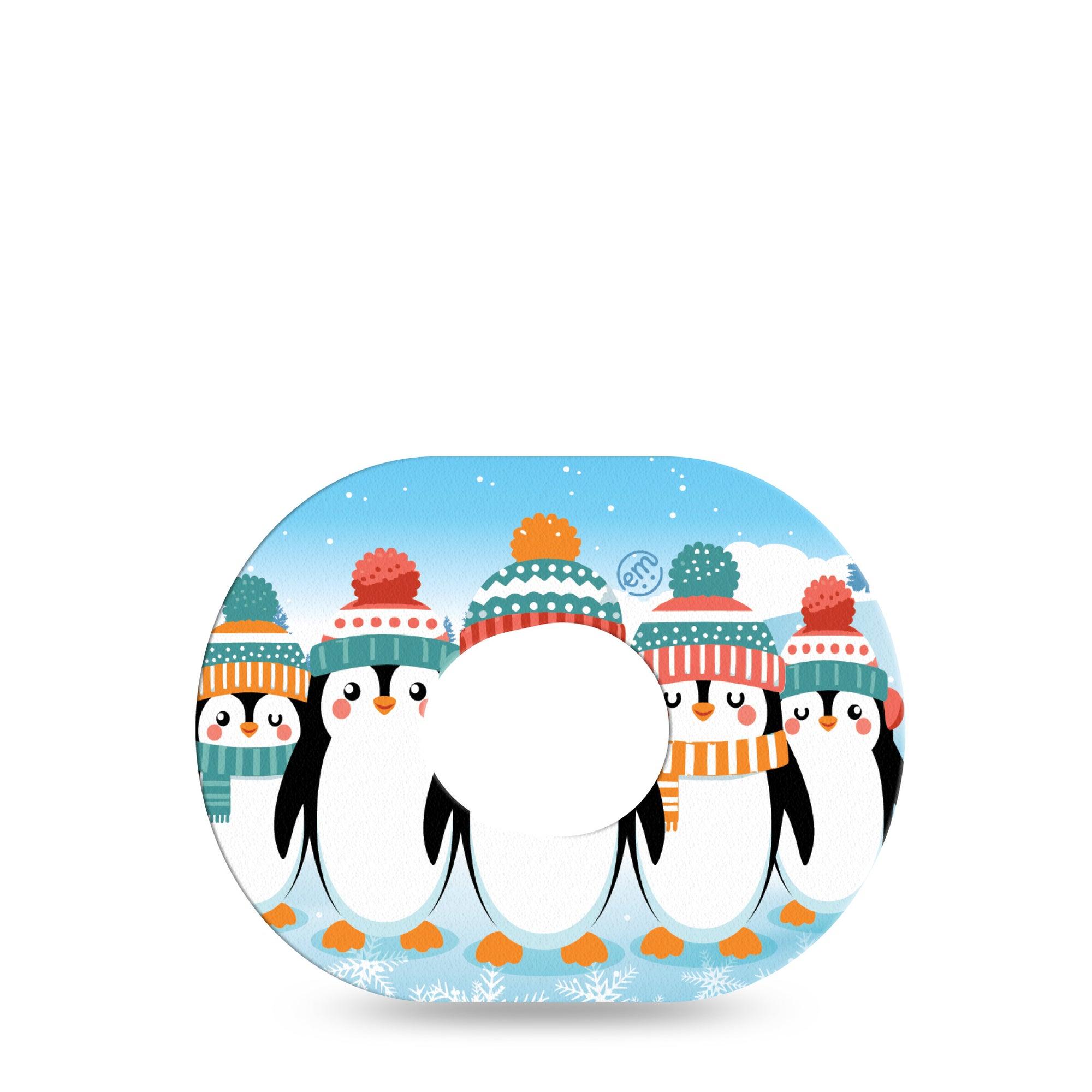 ExpressionMed Penguins In Row Dexcom G7 and Stelo Tape, Dexcom Stelo Glucose Biosensor System, Single Tape Winter Season Penguin Babies, Overlay Tape Continuous Glucose Monitor Design