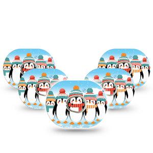ExpressionMed Penguins In Row Dexcom G7 Tape, Dexcom Stelo Glucose Biosensor System, 5-Pack Tape and 5-Pack Sticker Winter Season Penguin Babies, Overlay Tape Continuous Glucose Monitor Design