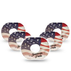 ExpressionMed American Pride Dexcom G7 and Stelo Tape, 5-Pack Tape, Flag Dignity Inspired, CGM Fixing Ring Patch Design, Dexcom Stelo Glucose Biosensor System