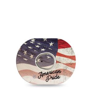 ExpressionMed American Pride Dexcom G7 and Stelo Tape Single Tape and Single Sticker Country Flag Themed, Plaster Continuous Glucose Monitor Design