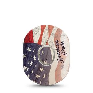 ExpressionMed American Pride Dexcom G7 and Stelo Tape Single Tape and Single Sticker Country Flag Themed, Plaster Continuous Glucose Monitor Design