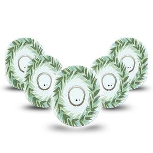 ExpressionMed Mint Dexcom G7 and Stelo Tape 5-Pack Tape and 5-Pack Sticker Crown Leaves Inspired, Plaster Continuous Glucose Monitor Design