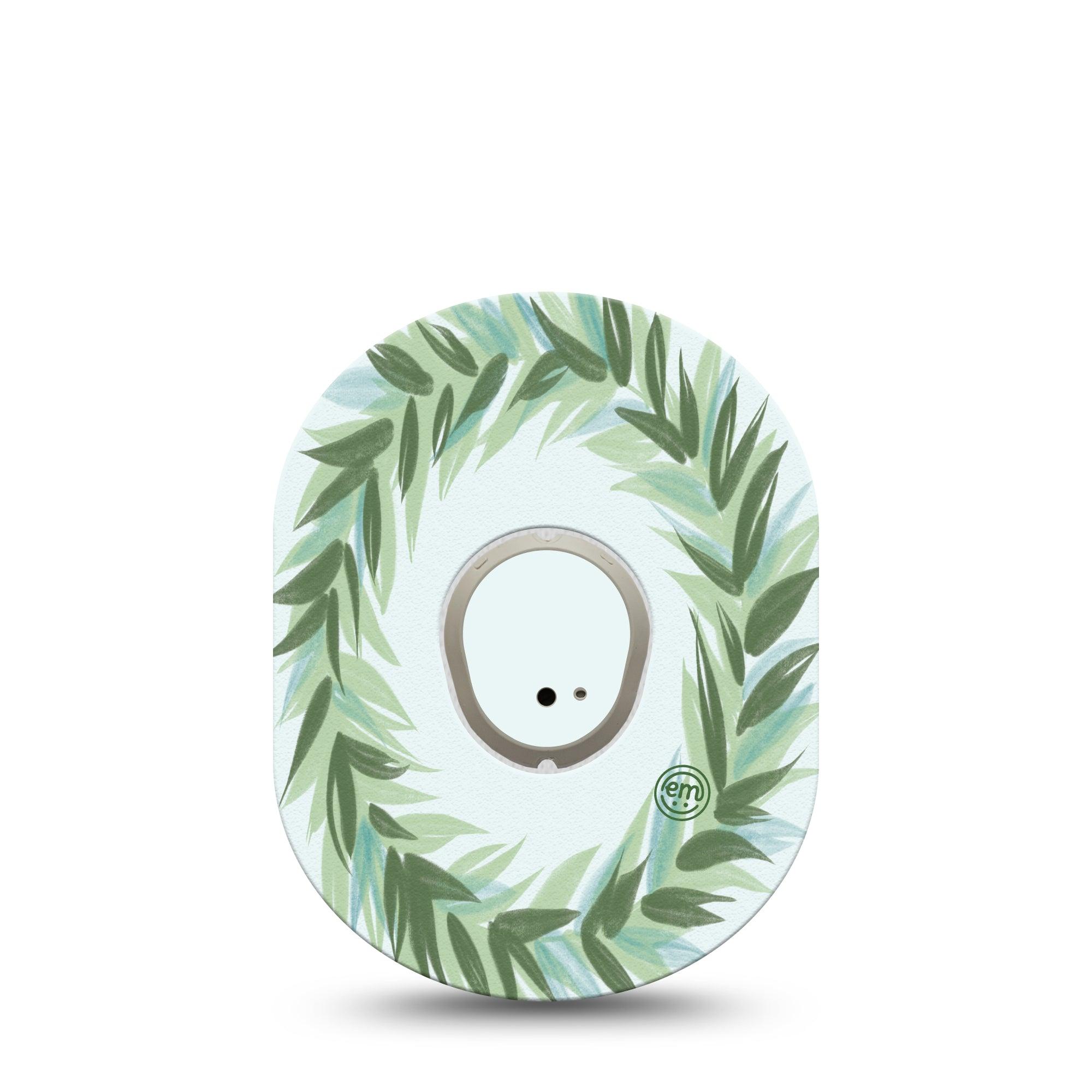 ExpressionMed Mint Dexcom G7 and Stelo Tape Single Tape and Single Sticker Leaf Crown Inspired, Plaster Continuous Glucose Monitor Design