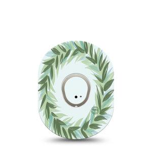 ExpressionMed Mint Dexcom G7 and Stelo Tape Single Tape and Single Sticker Leaf Crown Inspired, Plaster Continuous Glucose Monitor Design