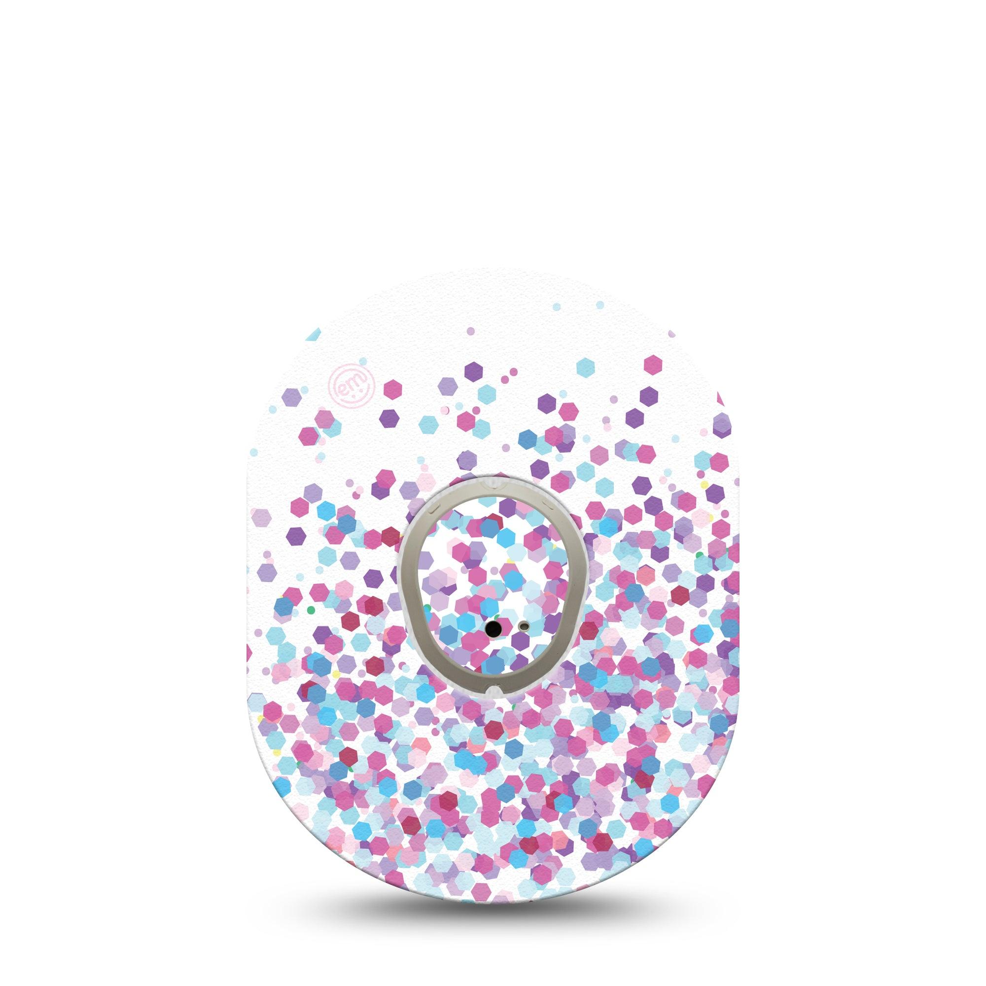 ExpressionMed Confetti Dexcom G7 and Stelo Tape Single Tape and Single Sticker Colorful Confetti Inspired, Plaster Continuous Glucose Monitor Design
