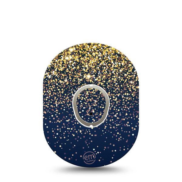 ExpressionMed Gold Sparkles Dexcom G7 and Stelo Tape Single Tape and Single Sticker Gold Particles Inspired, Plaster Continuous Glucose Monitor Design