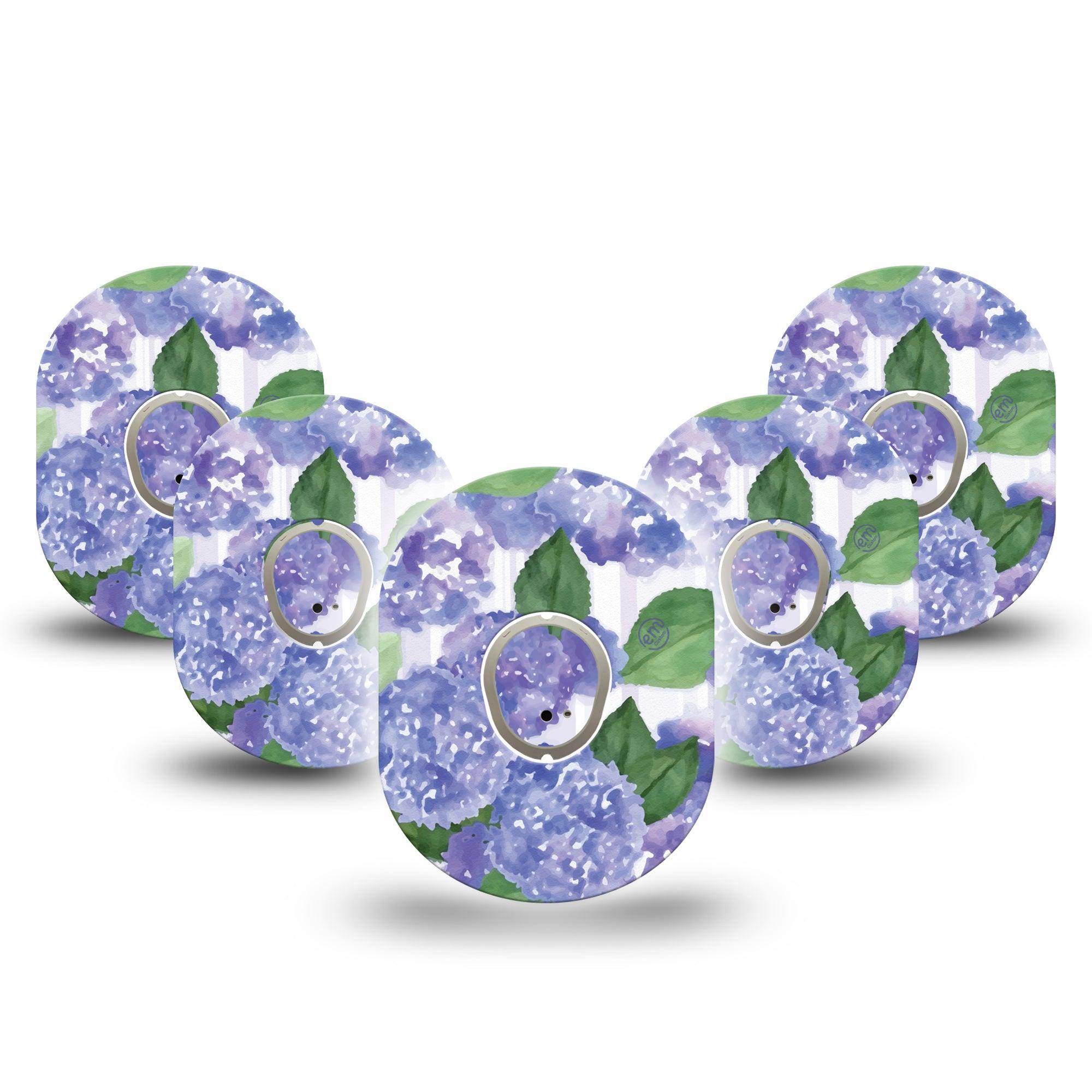 ExpressionMed Lavender Flowers Dexcom G7 and Stelo Tape 5-Pack Tape and 5-Pack Sticker Floral Painting Inspired, Plaster Continuous Glucose Monitor Design