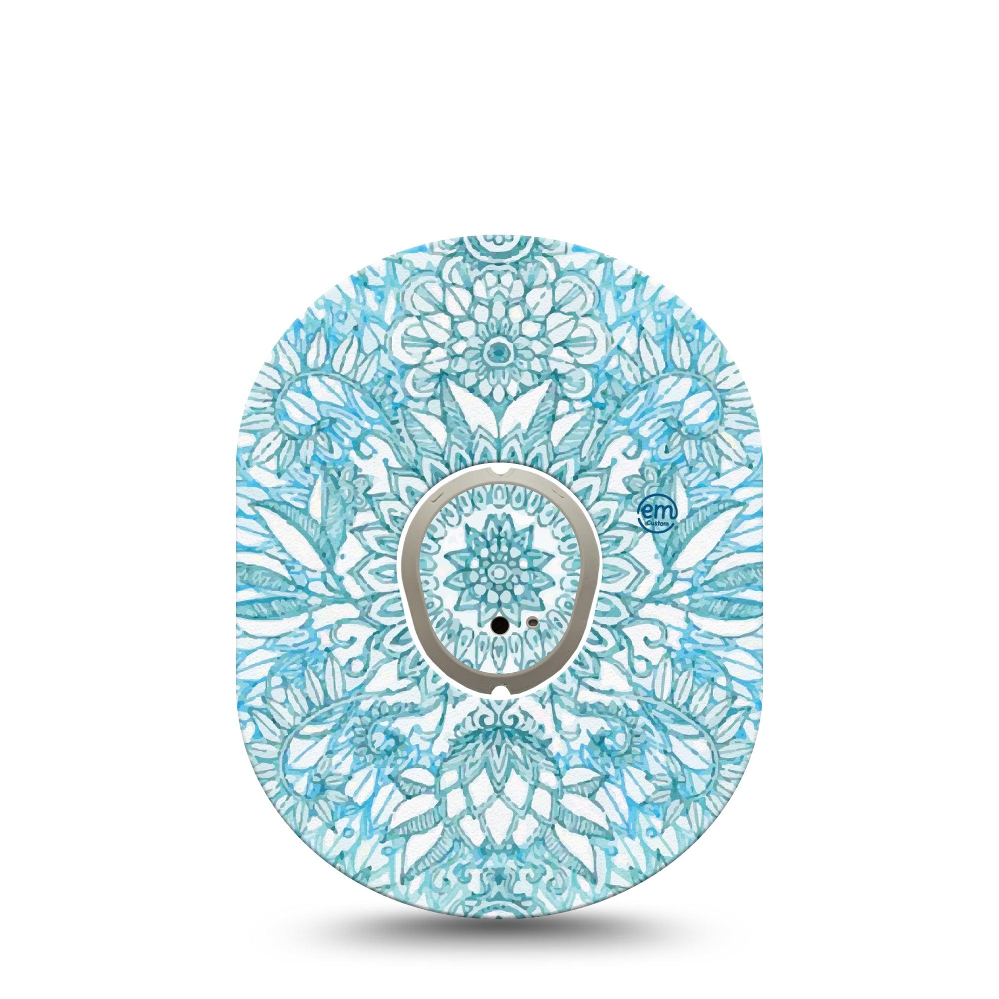 ExpressionMed Aqua Floral Dexcom G7 Tape, Dexcom Stelo Glucose Biosensor System, Single Tape Aqua Blooms Adhesive Tape CGM Design