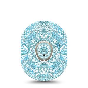 ExpressionMed Aqua Floral Dexcom G7 Tape, Dexcom Stelo Glucose Biosensor System, Single Tape Aqua Blooms Adhesive Tape CGM Design