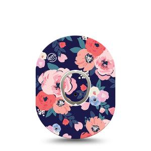 ExpressionMed Painted Flower Variety Dexcom G7 Tape, Dexcom Stelo Glucose Biosensor System, Single Tape and Single Sticker Floral Artwork, Overlay Tape CGM Design