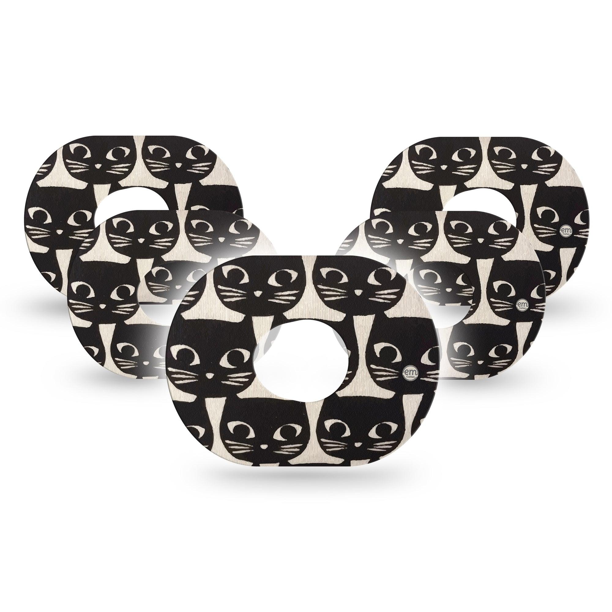 ExpressionMed Black Cats Dexcom G7 and Stelo Tape, 5-Pack Tape, Cat Eyes Themed, CGM, Overlay Patch Design, Dexcom Stelo Glucose Biosensor System