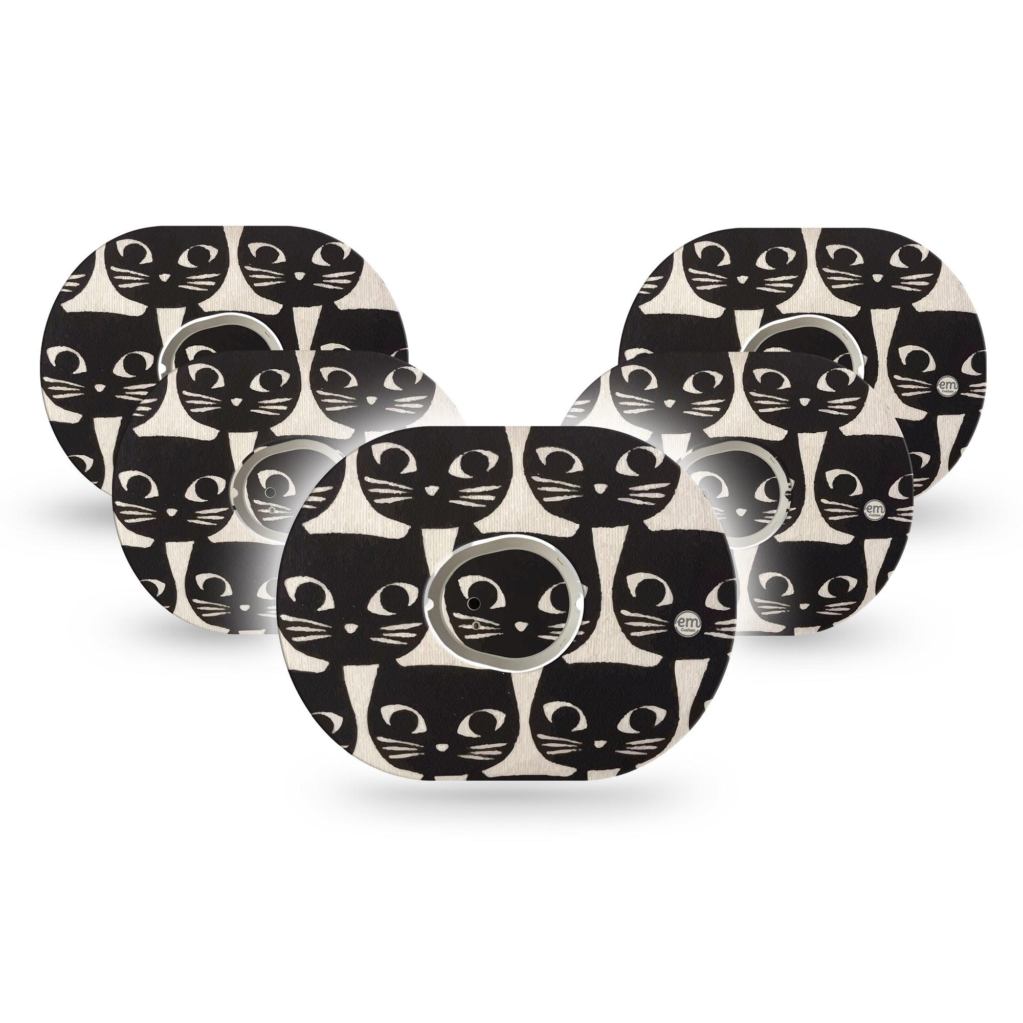 ExpressionMed Black Cats Dexcom G7 and Stelo Tape 5-Pack Tape and 5-Pack Sticker Cat Eyes Themed, Plaster Continuous Glucose Monitor Design