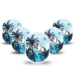 ExpressionMed Palmy Nights Dexcom G7 and Stelo Tape 5-Pack Tape and 5-Pack Sticker Summers Vibes Themed, Plaster Continuous Glucose Monitor Design