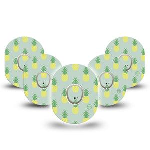 ExpressionMed Vintage Pineapple Dexcom G7 and Stelo Tape 5-Pack Tape and 5-Pack Sticker Fun Bright Pineapple, Plaster Continuous Glucose Monitor Design