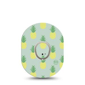 ExpressionMed Vintage Pineapple Dexcom G7 and Stelo Tape Single Tape and Single Sticker Fun Bright Pineapple, Plaster Continuous Glucose Monitor Design