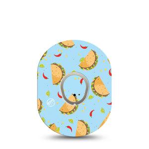 ExpressionMed Spicy Tacos Dexcom G7 and Stelo Tape Single Tape and Single Sticker Taco and Hot Jalapenos Print, Plaster Continuous Glucose Monitor Design