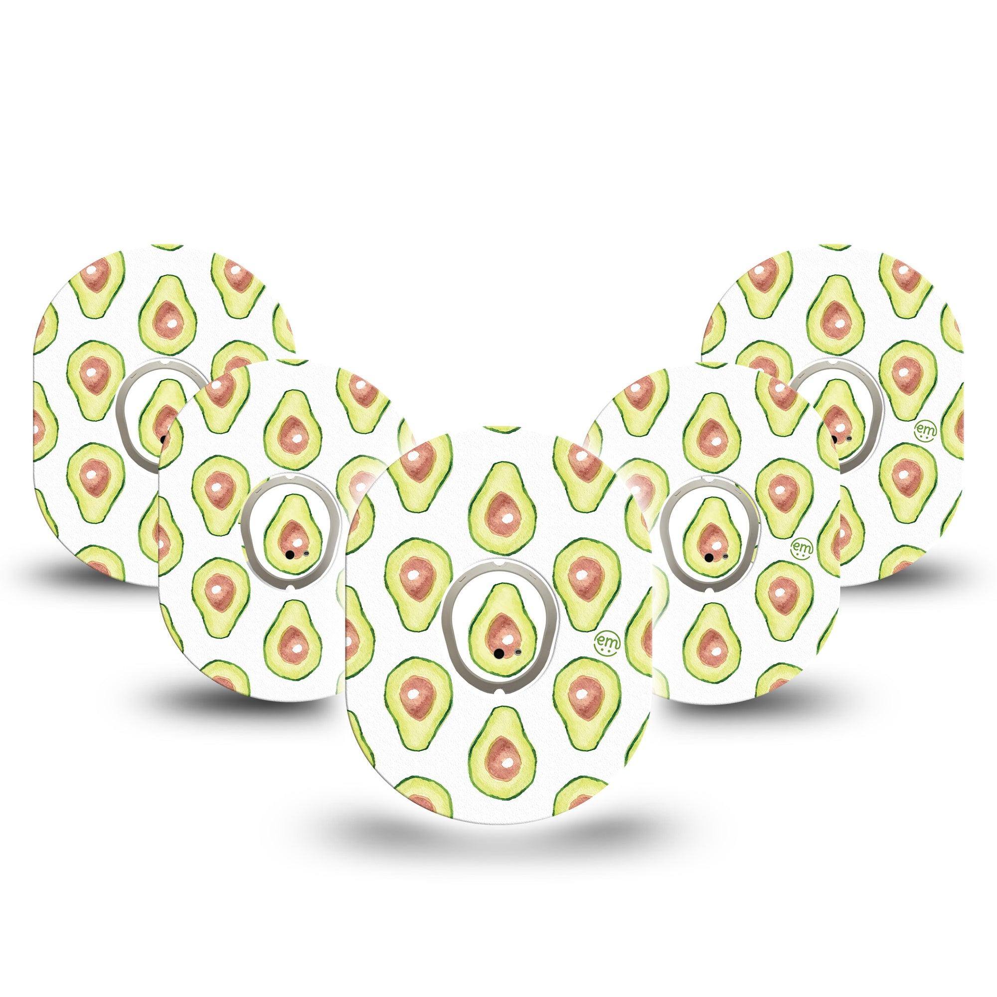 ExpressionMed Toastless Avocado Dexcom G7 and Stelo Tape 5-Pack Tape and 5-Pack Sticker Avocado Halves, Plaster Continuous Glucose Monitor Design