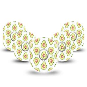 ExpressionMed Toastless Avocado Dexcom G7 and Stelo Tape 5-Pack Tape and 5-Pack Sticker Avocado Halves, Plaster Continuous Glucose Monitor Design