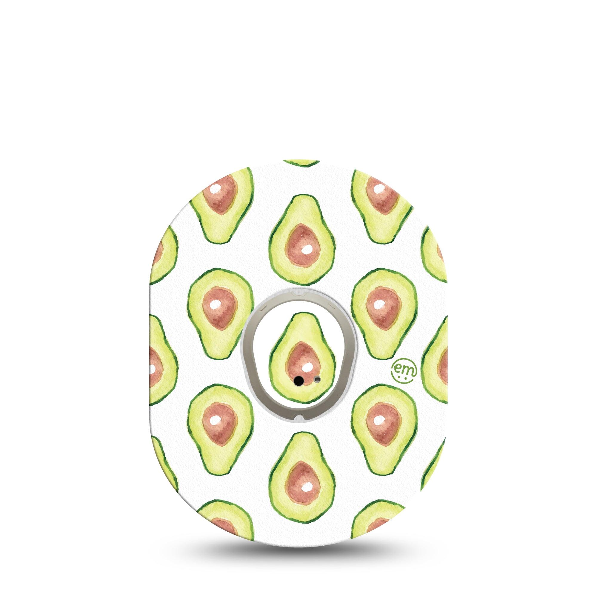 ExpressionMed Toastless Avocado Dexcom G7 and Stelo Tape Single Tape and Single Sticker Avocado Halves, Plaster Continuous Glucose Monitor Design