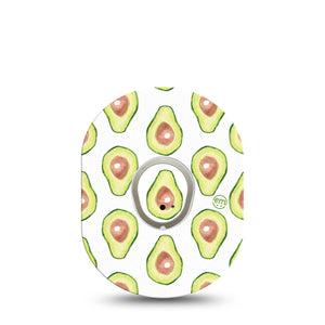 ExpressionMed Toastless Avocado Dexcom G7 and Stelo Tape Single Tape and Single Sticker Avocado Halves, Plaster Continuous Glucose Monitor Design