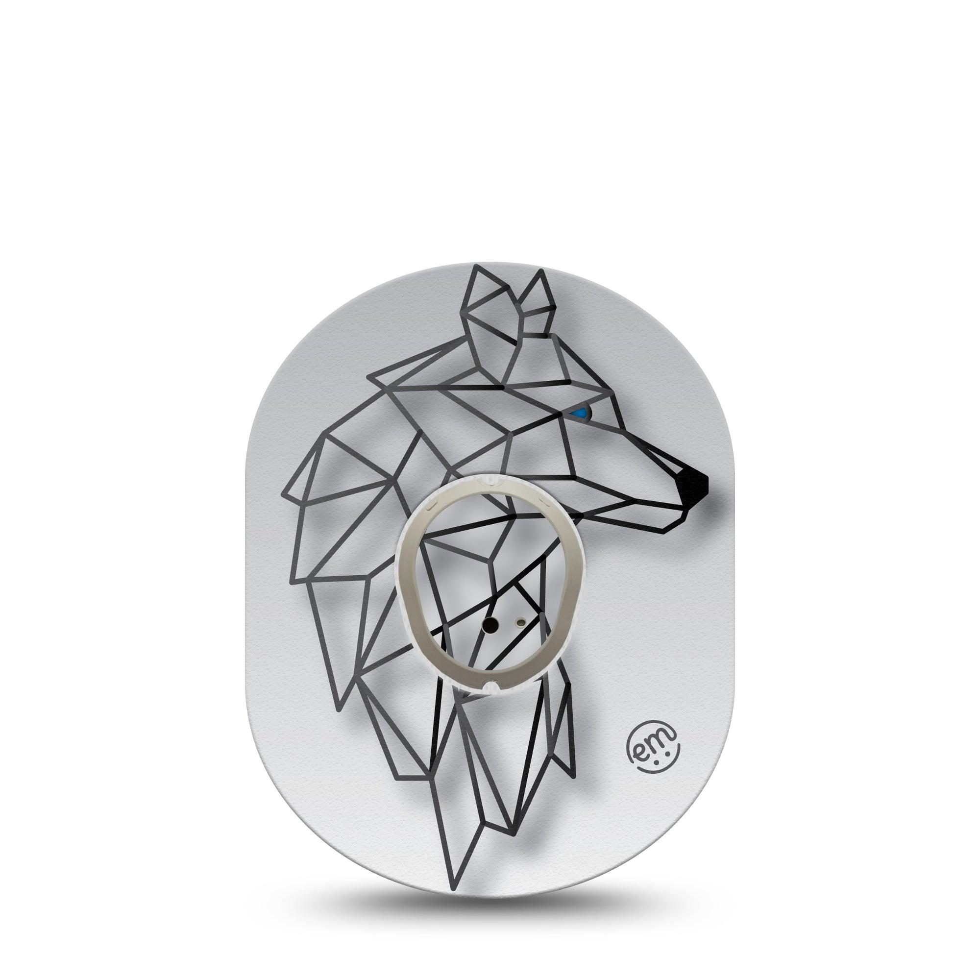 ExpressionMed Iron Wolf Dexcom G7 and Stelo Tape Single Tape and Single Sticker Wolf Line-Art Inspired, Plaster Continuous Glucose Monitor Design