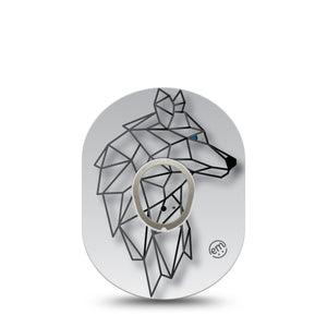 ExpressionMed Iron Wolf Dexcom G7 and Stelo Tape Single Tape and Single Sticker Wolf Line-Art Inspired, Plaster Continuous Glucose Monitor Design