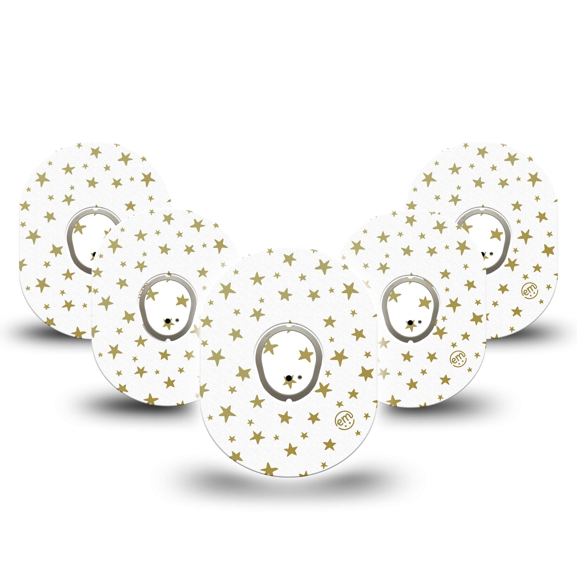 ExpressionMed Twinkling Stars Dexcom G7 and Stelo Tape 5-Pack Tape and 5-Pack Sticker Shimmering Stars Themed, Plaster Continuous Glucose Monitor Design