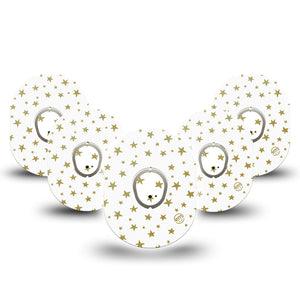 ExpressionMed Twinkling Stars Dexcom G7 and Stelo Tape 5-Pack Tape and 5-Pack Sticker Shimmering Stars Themed, Plaster Continuous Glucose Monitor Design
