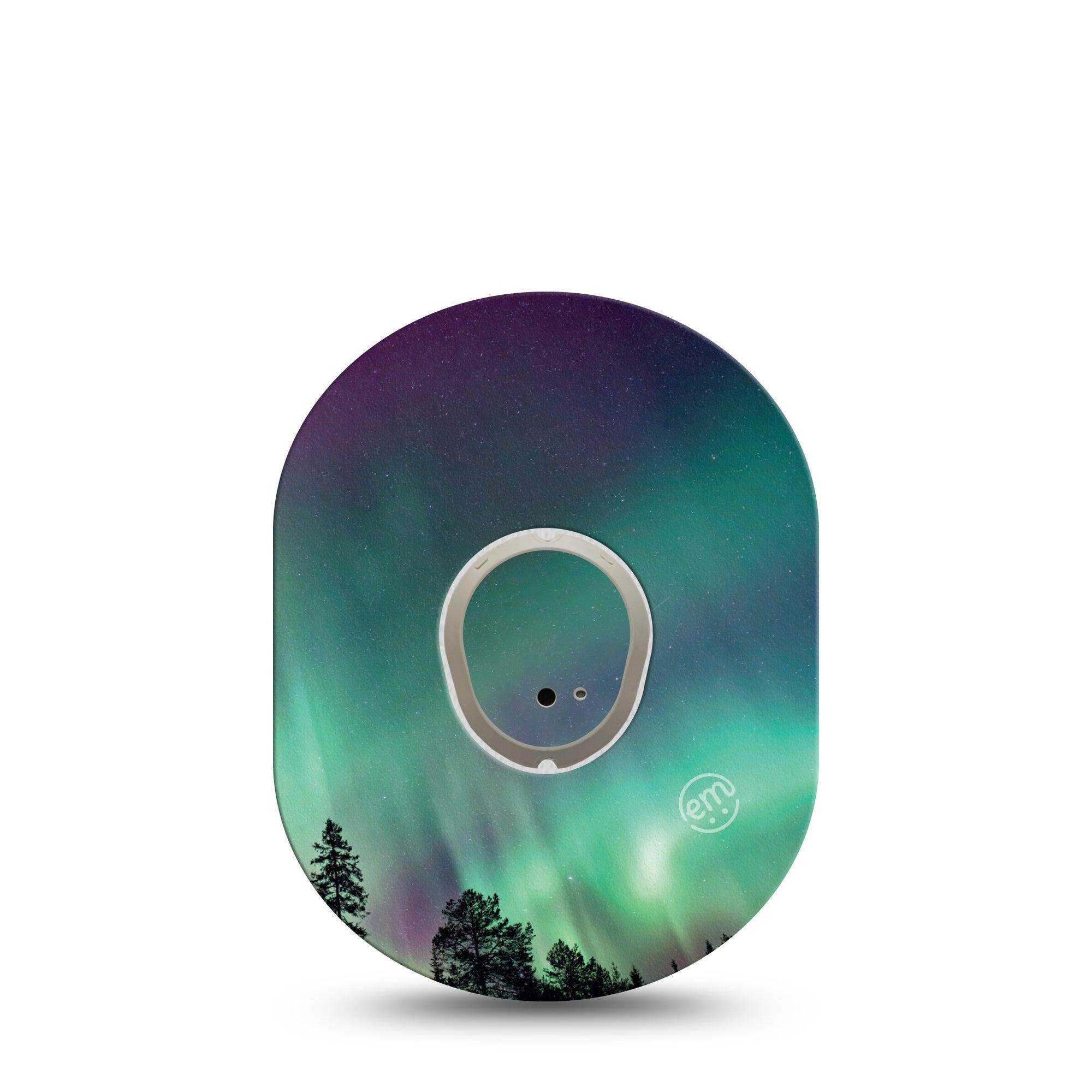 ExpressionMed Northern Lights Dexcom G7 and Stelo Tape Single Tape and Single Sticker Colorful Night Sky, Plaster Continuous Glucose Monitor Design