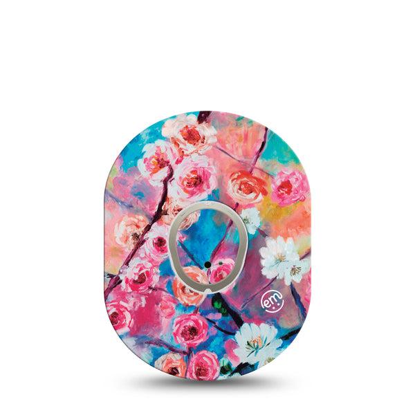 ExpressionMed Branching Out Dexcom G7 and Stelo Tape Single Tape and Single Sticker Painted Tree Blossoms, Plaster Continuous Glucose Monitor Design